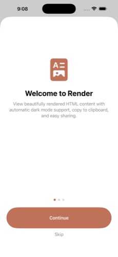 Render app welcome screen
